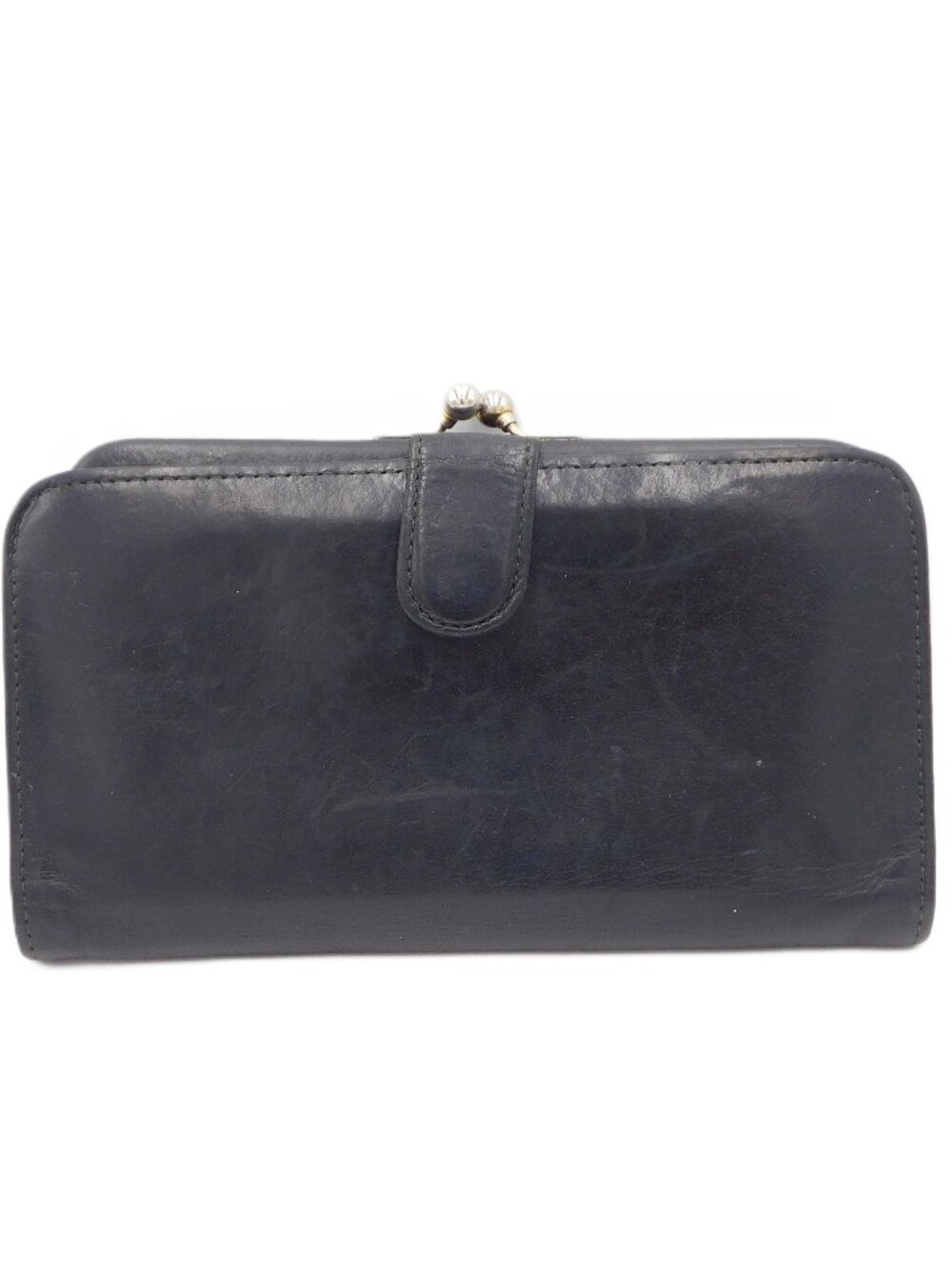 Coach Vintage Black Long Leather Bifold Kisslock Continental Coin Card Wallet